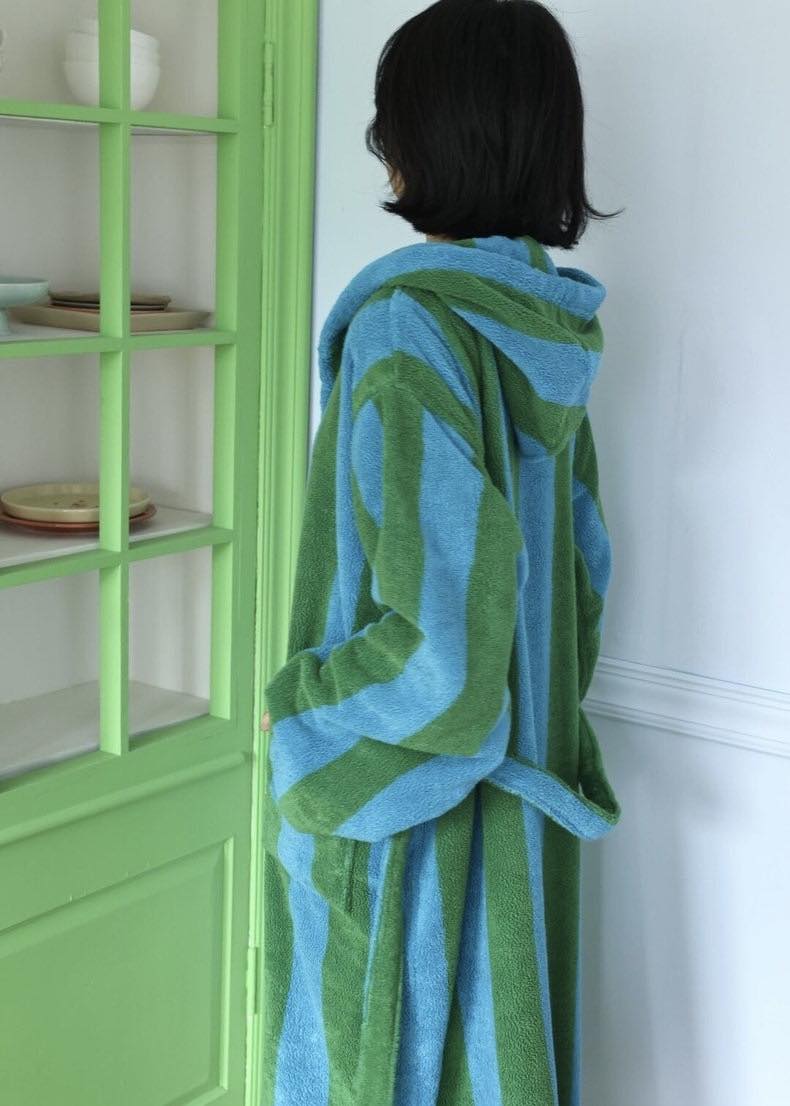 Peignoir Lagune — coton épais à rayures